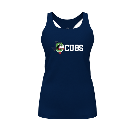 [CUS-DFW-RCBK-PER-NVY-FYS-LOGO3] Racerback Tank Top (Female Youth S, Navy, Logo 3)