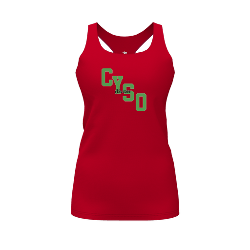 [CUS-DFW-RCBK-PER-RED-FYS-LOGO1] Racerback Tank Top (Female Youth S, Red, Logo 1)