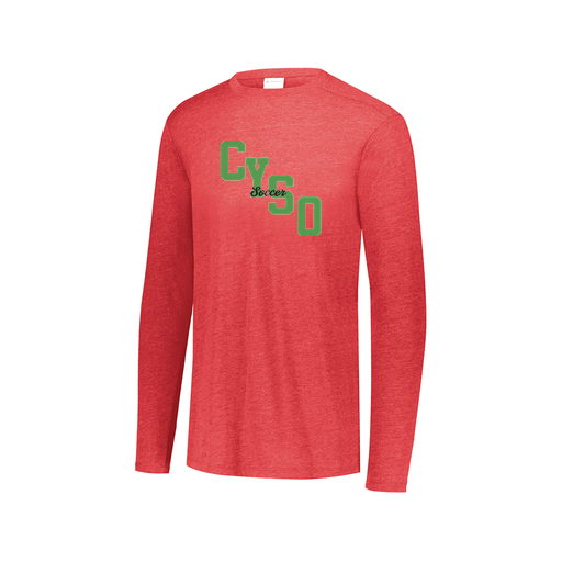 [FTLCUBRD-AXS-LOGO1] Decker Men's Tri-Blend T-Shirt - Long Sleeve (Adult XS, Red, Logo 1)