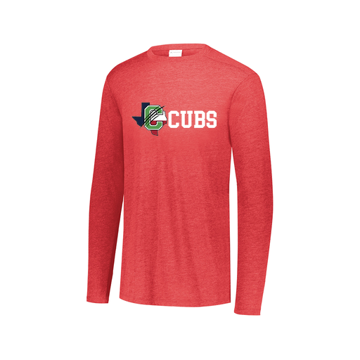 [FTLCUBRD-AXS-LOGO3] Decker Men's Tri-Blend T-Shirt - Long Sleeve (Adult XS, Red, Logo 3)