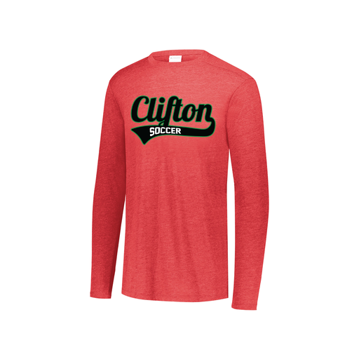 [FTLCUBRD-YS-LOGO2] Decker Youth Tri-Blend T-Shirt - Long Sleeve (Youth S, Red, Logo 2)