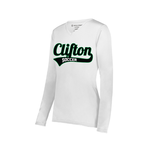 [222824.005.S-LOGO2] Ladies LS Smooth Sport Shirt (Female Adult S, White, Logo 2)