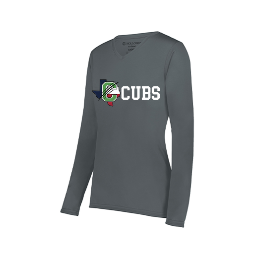 [222824.059.S-LOGO3] Ladies LS Smooth Sport Shirt (Female Adult S, Gray, Logo 3)