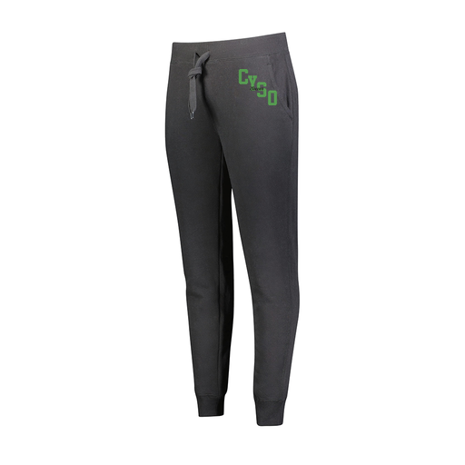 [229748.080.XS-LOGO1] Ladies 60/40 Fleece Jogger (Female Adult XS, Black, Logo 1)