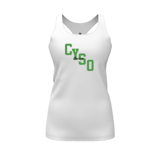 [CUS-DFW-RCBK-PER-WHT-FYS-LOGO1] Racerback Tank Top (Female Youth S, White, Logo 1)