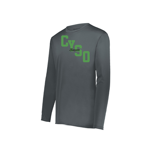 [222823.059.S-LOGO1] Youth LS Smooth Sport Shirt (Youth S, Gray, Logo 1)