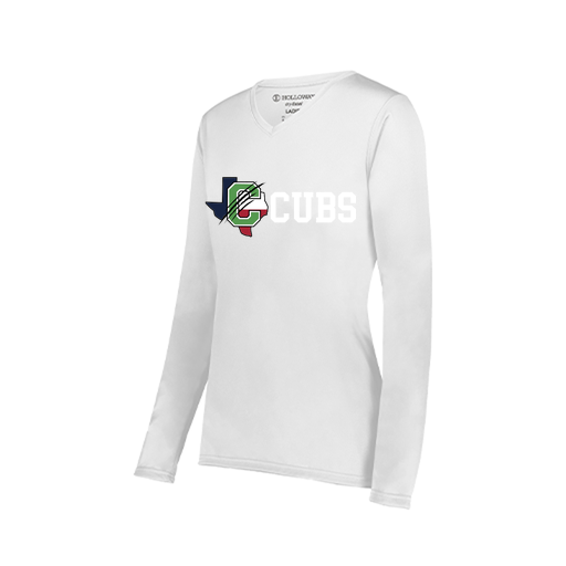 [222824.005.S-LOGO3] Ladies LS Smooth Sport Shirt (Female Adult S, White, Logo 3)